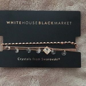 WHBM 3 rose gold bracelets with Swarovski crystals